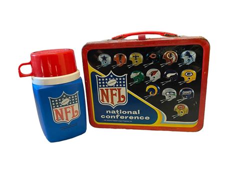 Vintage Metal Lunch Box With Thermos, NFL NFC/AFC 